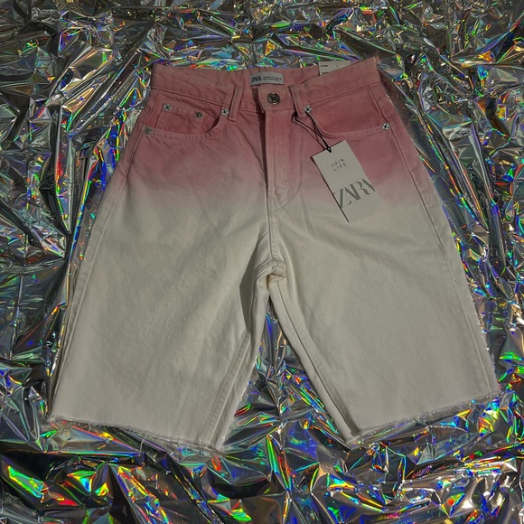 Zara pink and white ombré Bermuda shorts - Picture 2 of 10